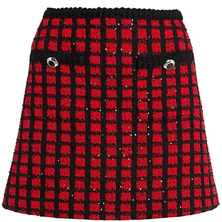 Miu Miu Tweed Check Sequin Mini Skirt - ShopStyle