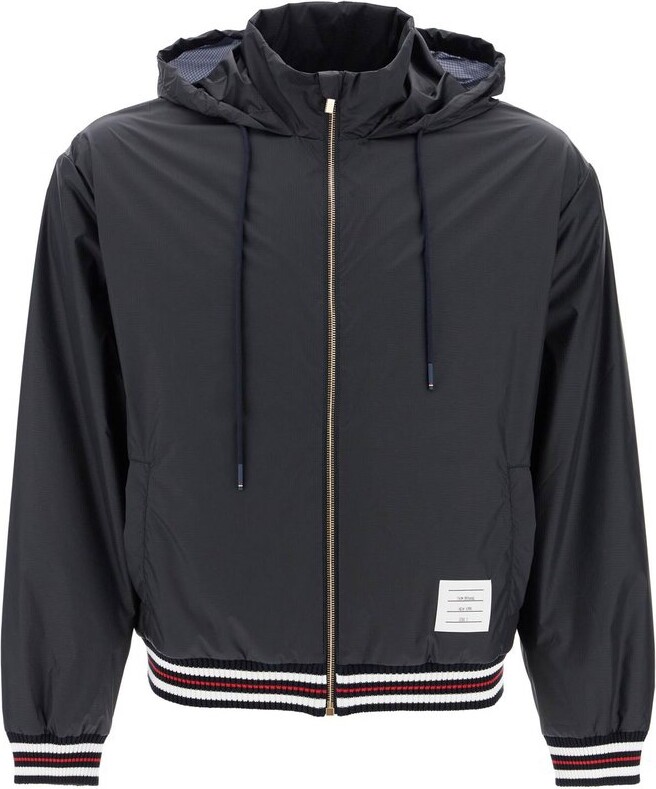 Thom Browne Logo Patch Zip-Up Jacket