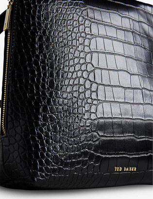 Ted Baker Kryshia saffiano leather bar detail laptop backpack in black