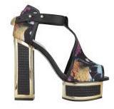 Thumbnail for your product : Kat Maconie Women's Pipa Silk/Leather Platform Heels - Bird Print/Black/Gold