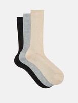 Thumbnail for your product : Raey Pack Of Three Ribbed Silk Socks