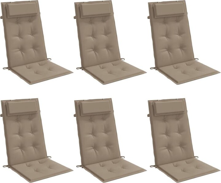 VidaXL Highback Chair Cushions 6 pcs Taupe Oxford Fabric