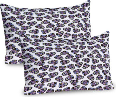 Ambesonne Sugar Skull Pillow Sham 2 Pack Calavera Skulls Pale Blue Violet