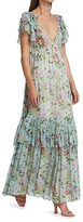 Thumbnail for your product : By Ti Mo Ruffle Trim Floral Georgette Gown