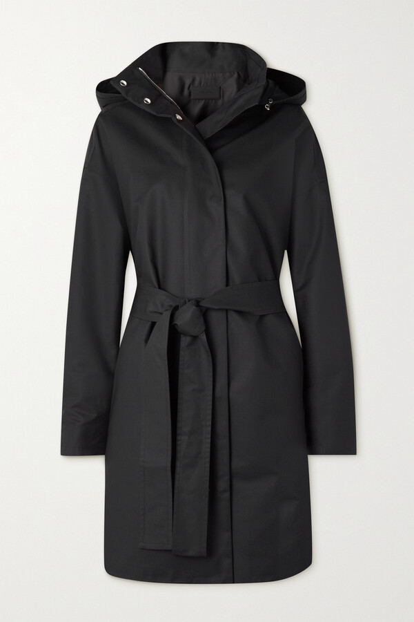 The Row Paulita Hooded Belted Cotton-shell Coat - Black - ShopStyle