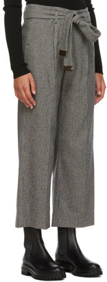 S Max Mara Black and White Wool Houndstooth Exploit Trousers