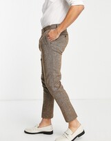 Thumbnail for your product : ASOS DESIGN wedding tapered wool mix smart pants in tweed brown