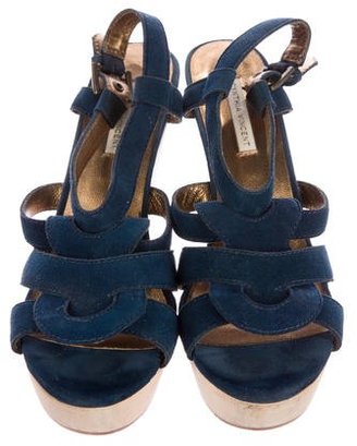 Cynthia Vincent Suede Wedge Sandals