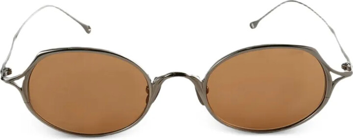 Rigards Polished Titanium Oval-Frame Sunglasses