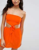 Thumbnail for your product : ASOS Design Knot Waist Cut Out Bandeau Beach Dress