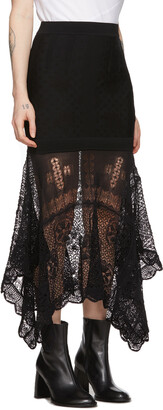 Alexander McQueen Black Patchwork Lace Knit Skirt