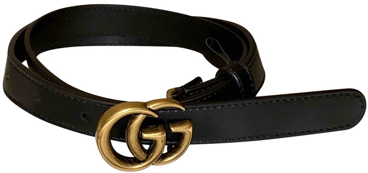 Gucci GG Buckle Black Leather Belts