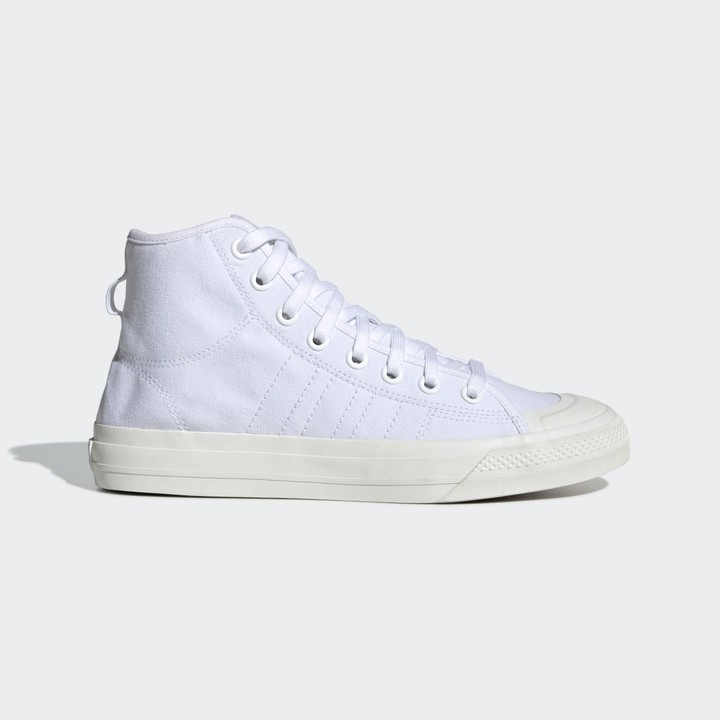 white adidas high top sneakers
