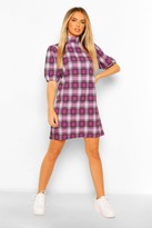 Thumbnail for your product : boohoo Check High Neck Printed Shift Dress