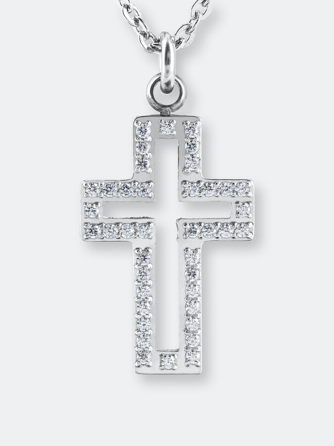 Bishilin Womens Cross Stainless Steel Pendant Necklace CZ 1628mm 