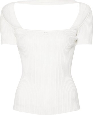 Courreges Hyperbole ribbed-knit T-shirt - ShopStyle Tops