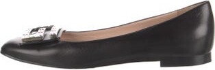 Gucci Leather Crystal Embellishments Ballet Flats