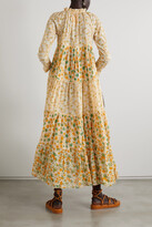 Thumbnail for your product : Yvonne S Tiered Floral-print Cotton Maxi Dress - Neutral