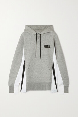 Nike + Sacai Perforated Printed Cotton-blend Jersey And Shell Hoodie - Gray  - ShopStyle Activewear Tops