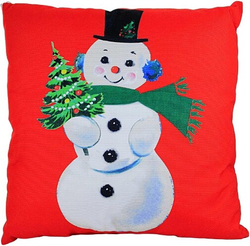 Transpac Transpac16.0InchSnowman/SantaPillowChristmas,VintageLooking(1PC)