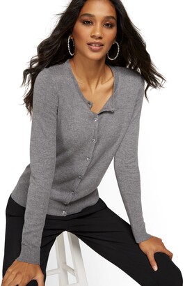 New York u0026 Co. Jeweled-Button Chelsea Crewneck Cardigan - ShopStyle  Cashmere Sweaters