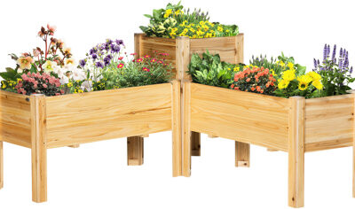Corrigan Studio 3 Raised Garden Beds, Wooden Elevated Planter Boxes With Legs & Liners. For Backyard And Patio. Nurture Veggies, Herbs, Blossoms. Natural Wood. Breath