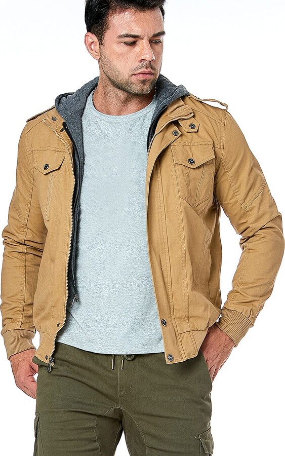 ZENTHACE Mens Relaxed-Fit Lightweight Casual Full Zip Military Jacket 