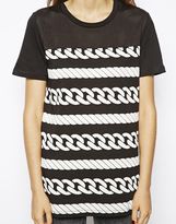 Thumbnail for your product : ASOS Tunic with Striped Rope Print and Mesh Panels