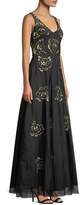 Thumbnail for your product : Aidan Mattox Beaded-Rosette V-Neck Gown