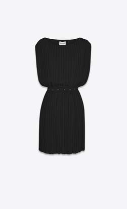Saint Laurent Pleated Dress In Washed Silk Georgette