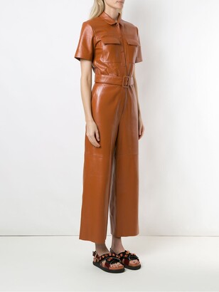 Eva Belted Leather Jumpsuit