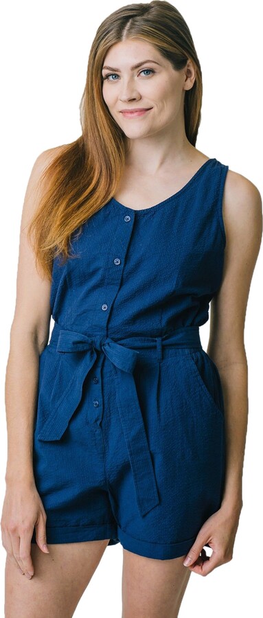 Hope & Henry Women's Organic Seersucker Romper