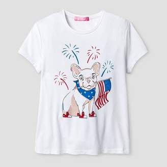 Say What Girls' Americana Bull Dog T-Shirt - White