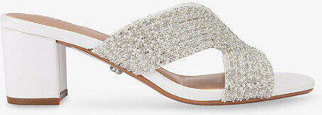 Carvela Womens White Paparazzi Crystal and Pearl Embellished Woven Heeled Sandals Eur 42/ 9 Uk Women
