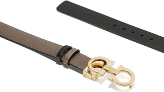 Ferragamo Gancini Buckle Reversible Two-Tone Snake-Embossed Leather Belt