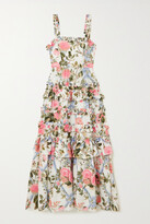 Thumbnail for your product : Needle & Thread Hettie Tiered Floral-print Cotton-blend Poplin Midi Dress - White