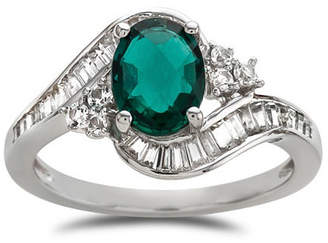 Fine Jewelry Womens Lab Created Emerald Sterling Silver Cocktail Ring No Color Family