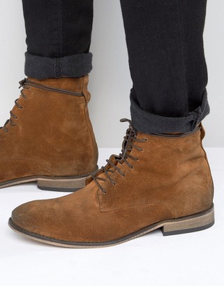 ASOS Lace Up Boots In Tan Suede With Natural Sole
