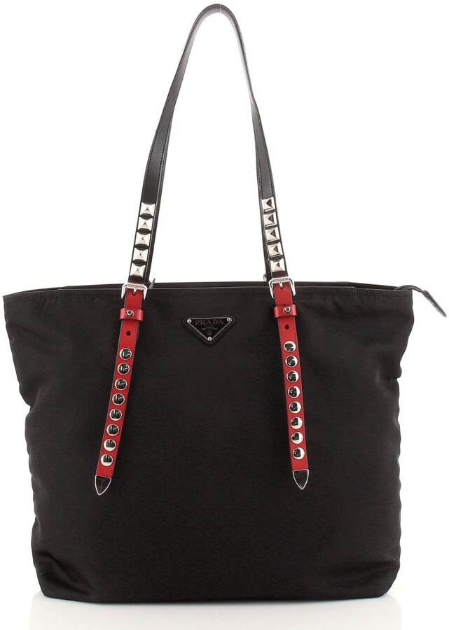 Prada New Vela Convertible Tote Tessuto with Studded Leather Medium -  ShopStyle