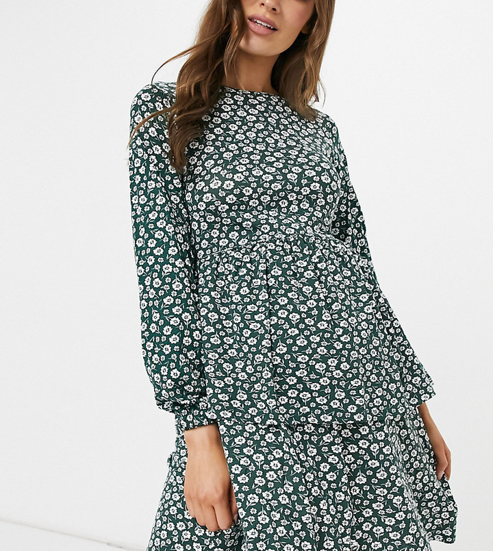 Wednesday's Girl Maternity long sleeve smock dress in vintage