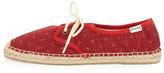 Thumbnail for your product : Soludos Derby Mini-Cross Lace-Up Espadrille Canvas Flat, Red