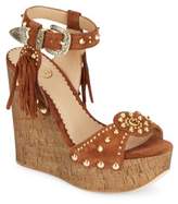 Thumbnail for your product : Ash Bliss Studded Suede & Cork Wedge Sandals