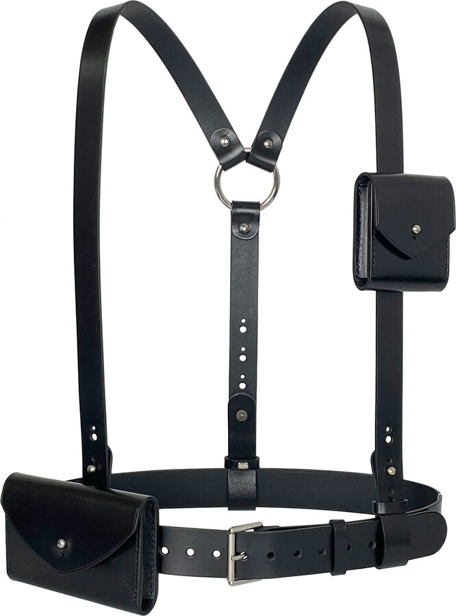 Haute Cuir Black Double Micro Bag Harness