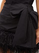 Thumbnail for your product : No.21 Side-bow Feather-trimmed Cotton Mini Skirt - Black