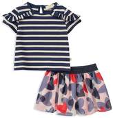 Thumbnail for your product : Kate Spade Girls' Striped Ruffle Top & Confetti Hearts Skirt Set