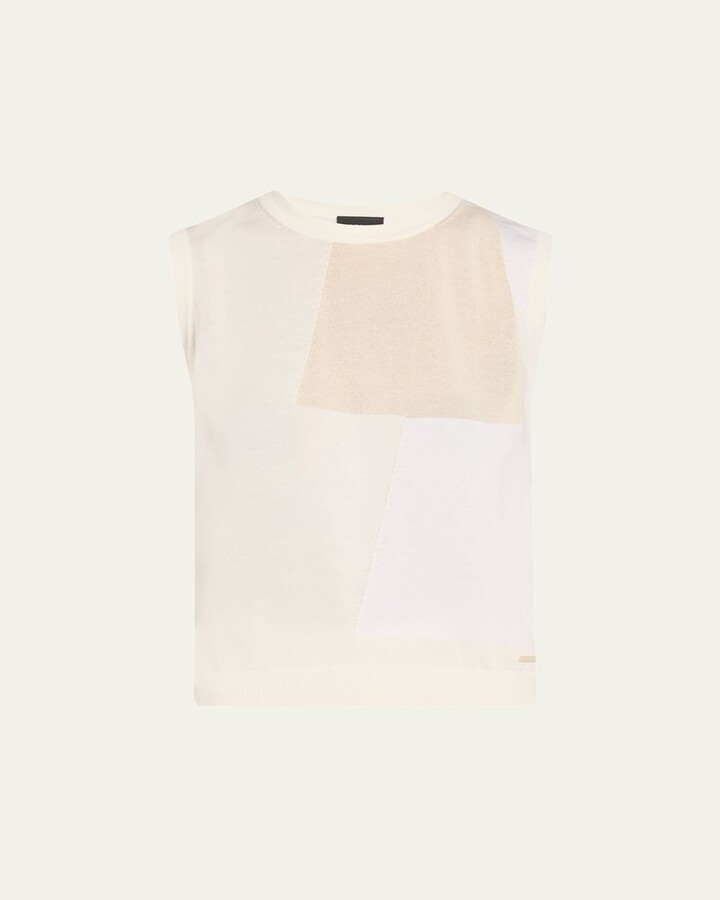 Akris Cotton-Blend Jacquard Trapeze Rayonnant Knit Top