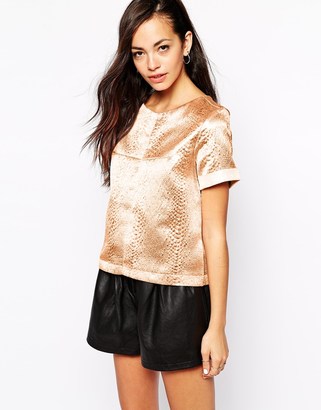 Fashion Union Structured Top In Metallic Texture