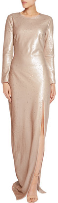 Halston Sequined Stretch-Crepe Gown