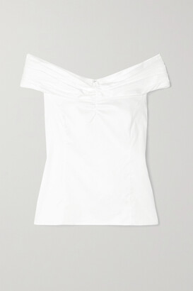 Jason Wu Collection Off-the-shoulder Ruched Cotton-poplin Top - White