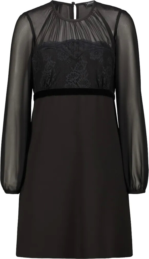 DRHOPE Flower-Lace Mini Dress
